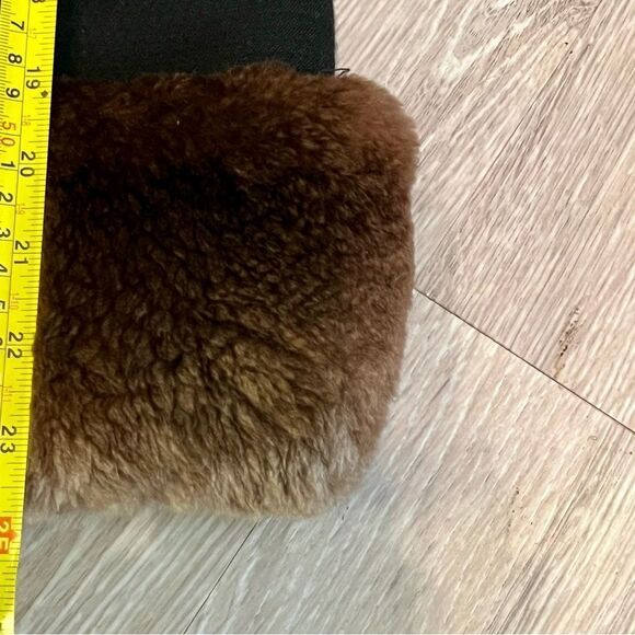 Vintage 80s Bill Blass Black Wool Slouch Brown Fur Shawl Collar Cuffs 8 Large XL - Picture 9 of 12